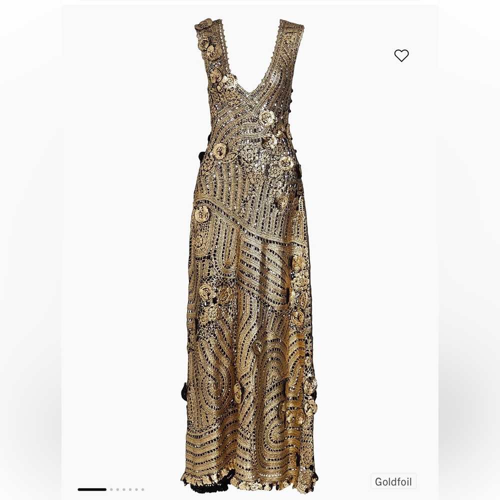 Ulla Johnson Evelyn Metallic Crochet Gown in Goldfoil - Picture 4 of 16